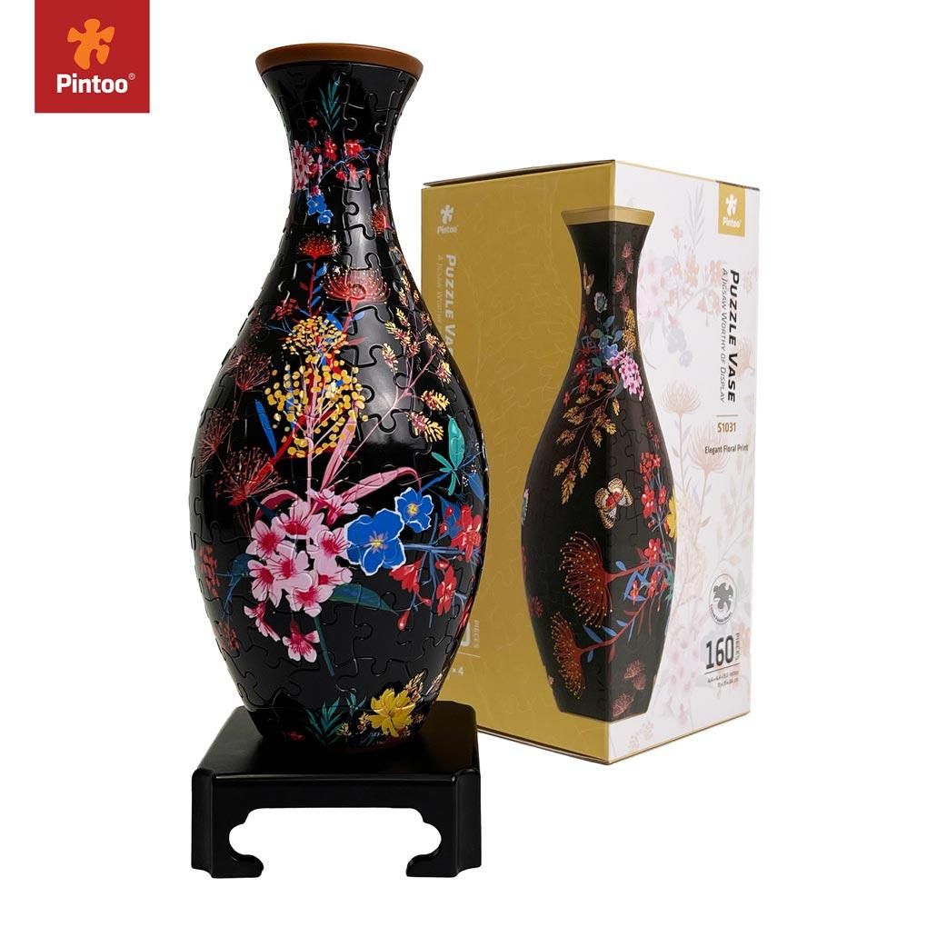 Puzzle Vase - Elegant Floral Print - Pintoo
