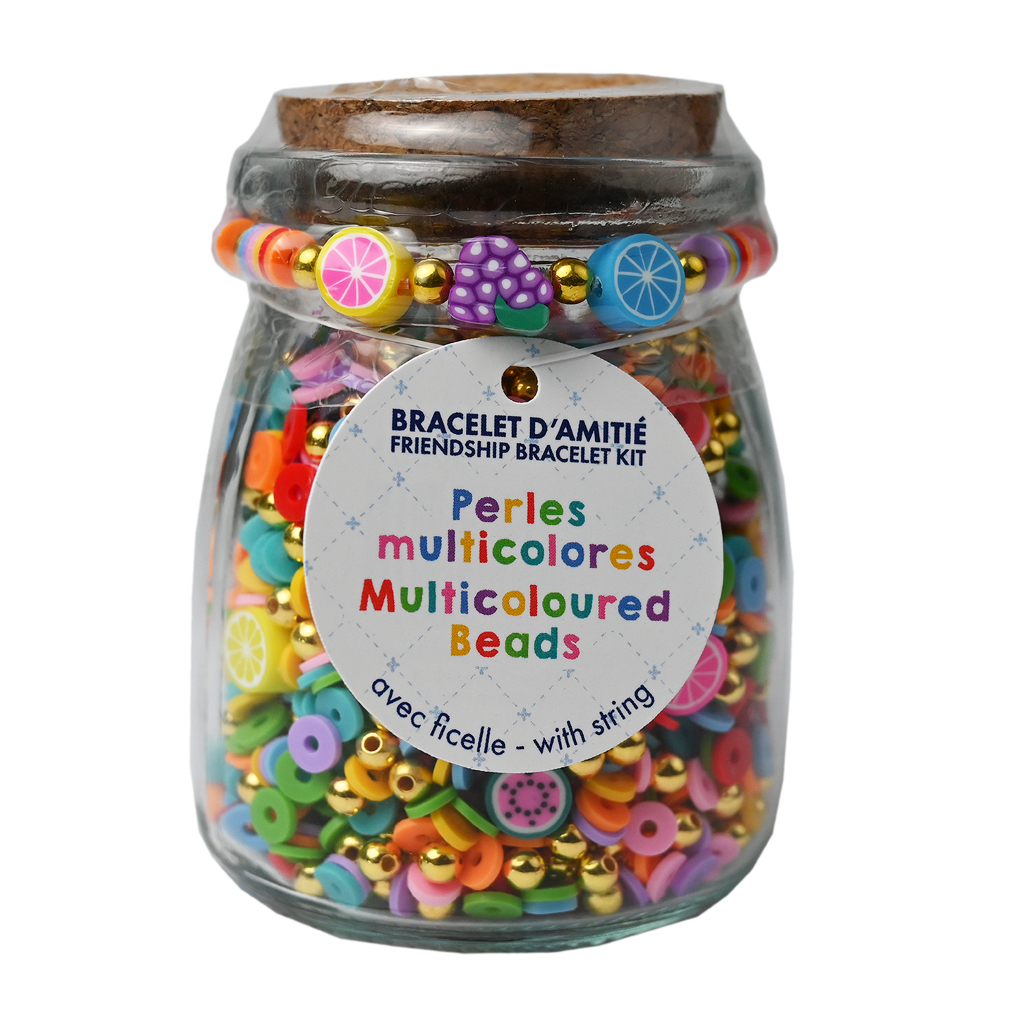 Jar of Beads for Friendship Bracelets - Multicoloured