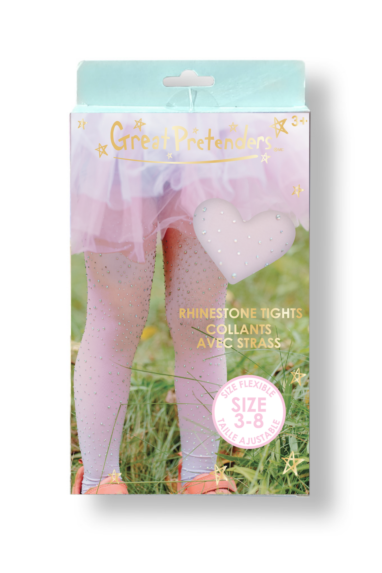 Size 3-8 - Tights - Ombré Rhinestone White & Light Pink - 23060 - Great Pretenders