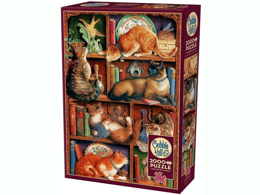 2000 Piece - Feline Bookcase - Cobble Hill