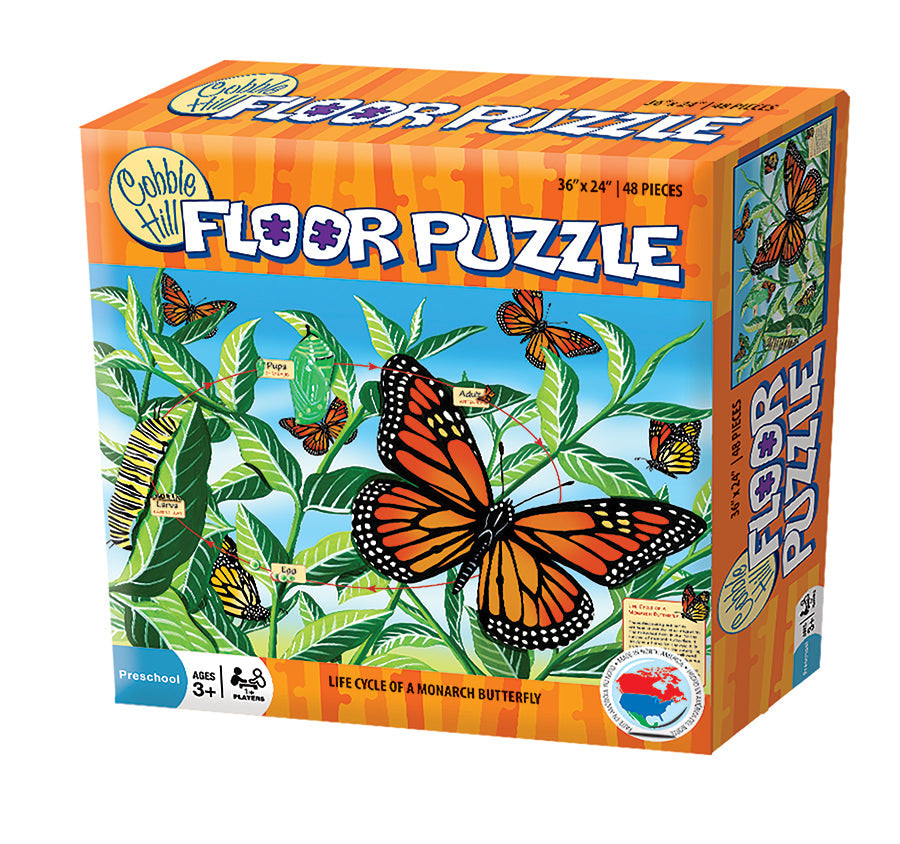 48 Piece - Life Cycle Of A Monarch Butterfly Floor Puzzle - Cobble Hill