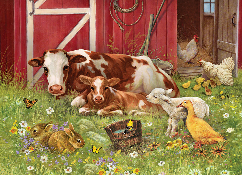 35 Piece Tray Puzzle - Barnyard Family - Cobble Hill
