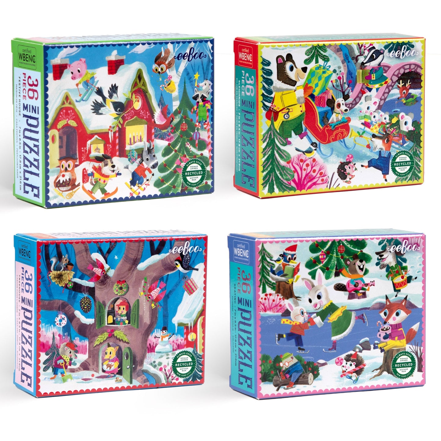 36 Piece - Miniature Holiday Puzzle Assortment - Eeboo