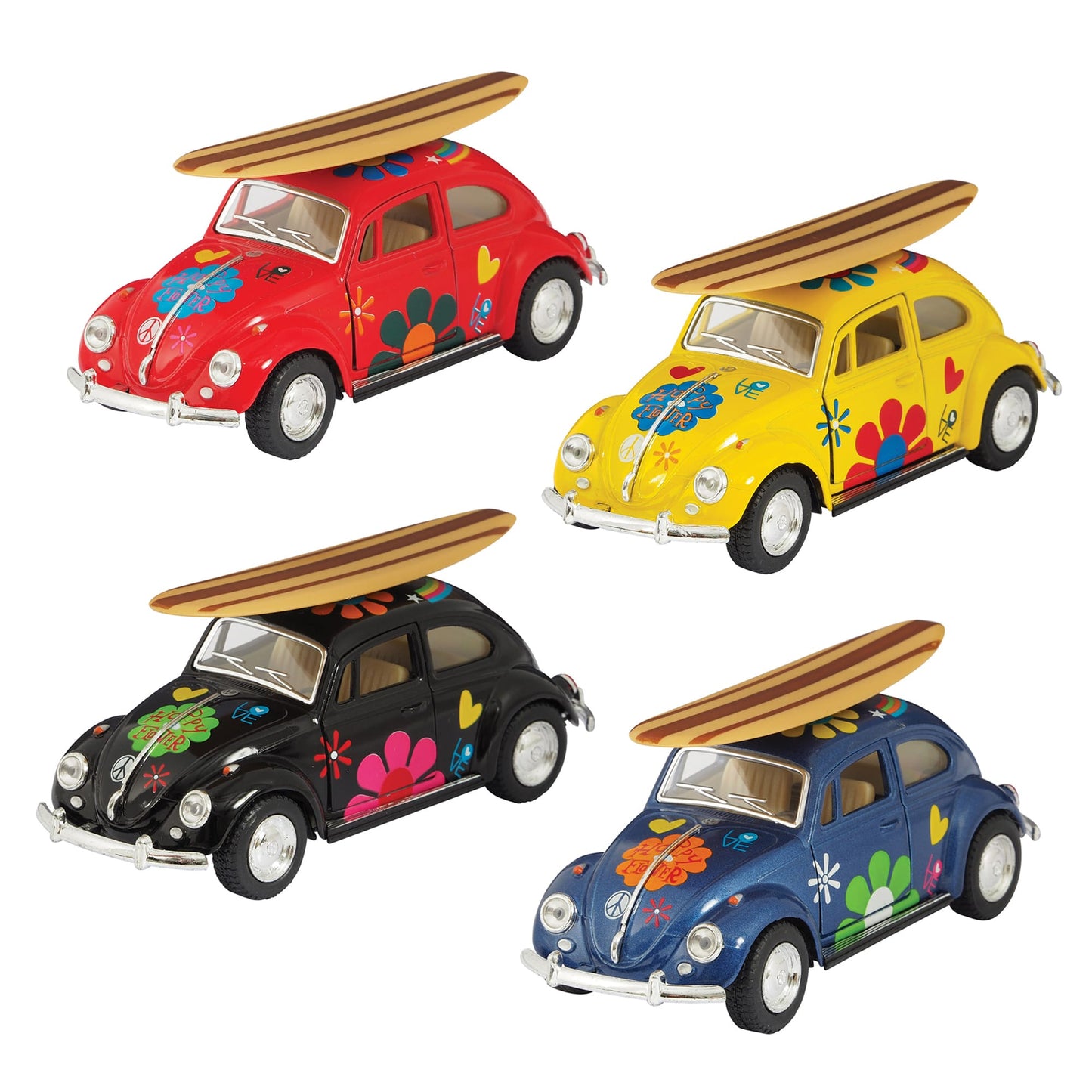 Die-Cast - '67 Beetle With Surfboard - Various Colours - Schylling