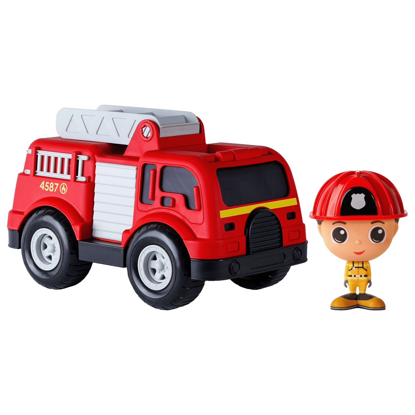 Fire Truck Set - Boy with brown hair and brown eyes - flek