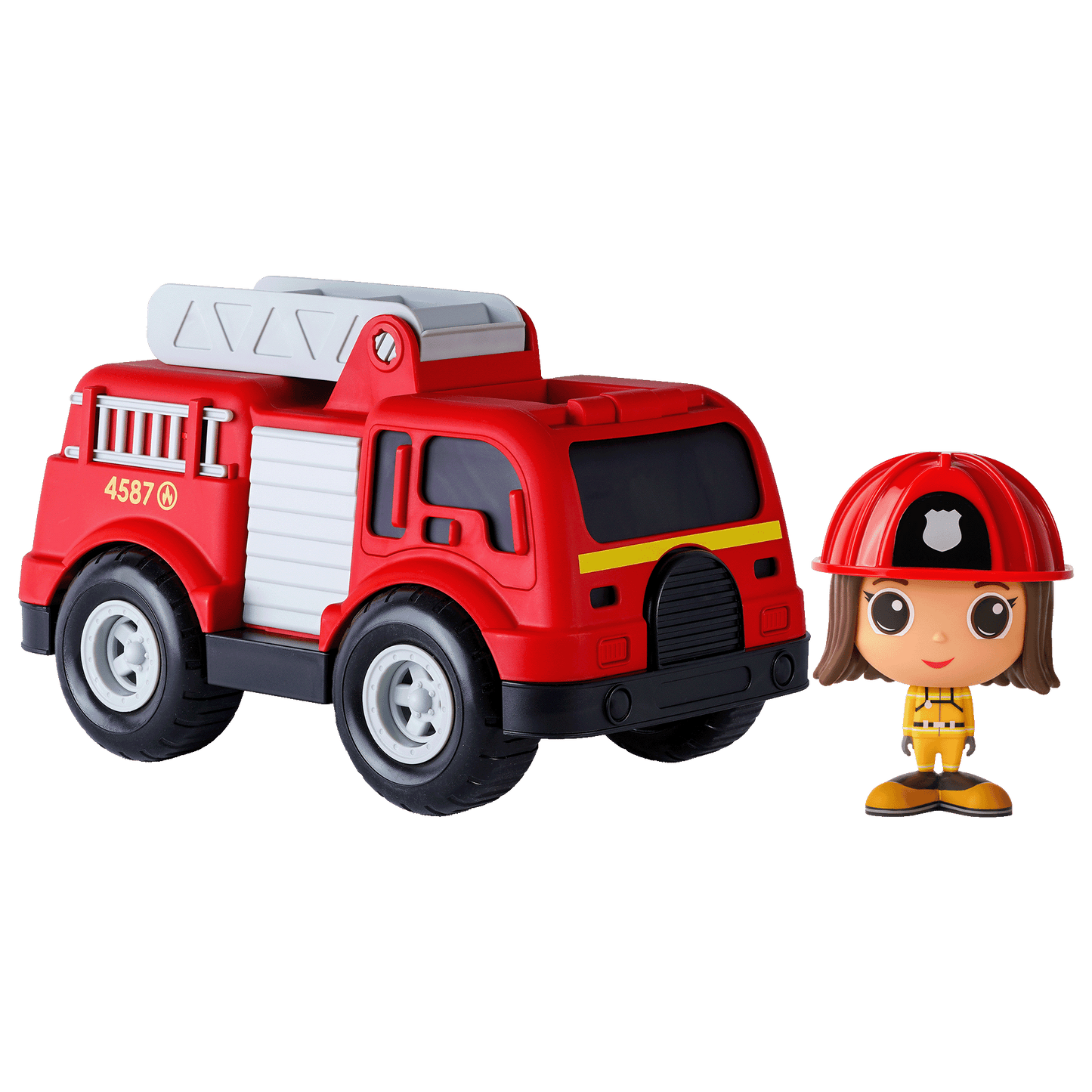 Fire Truck Set - Girl with brown hair and brown eyes - flek