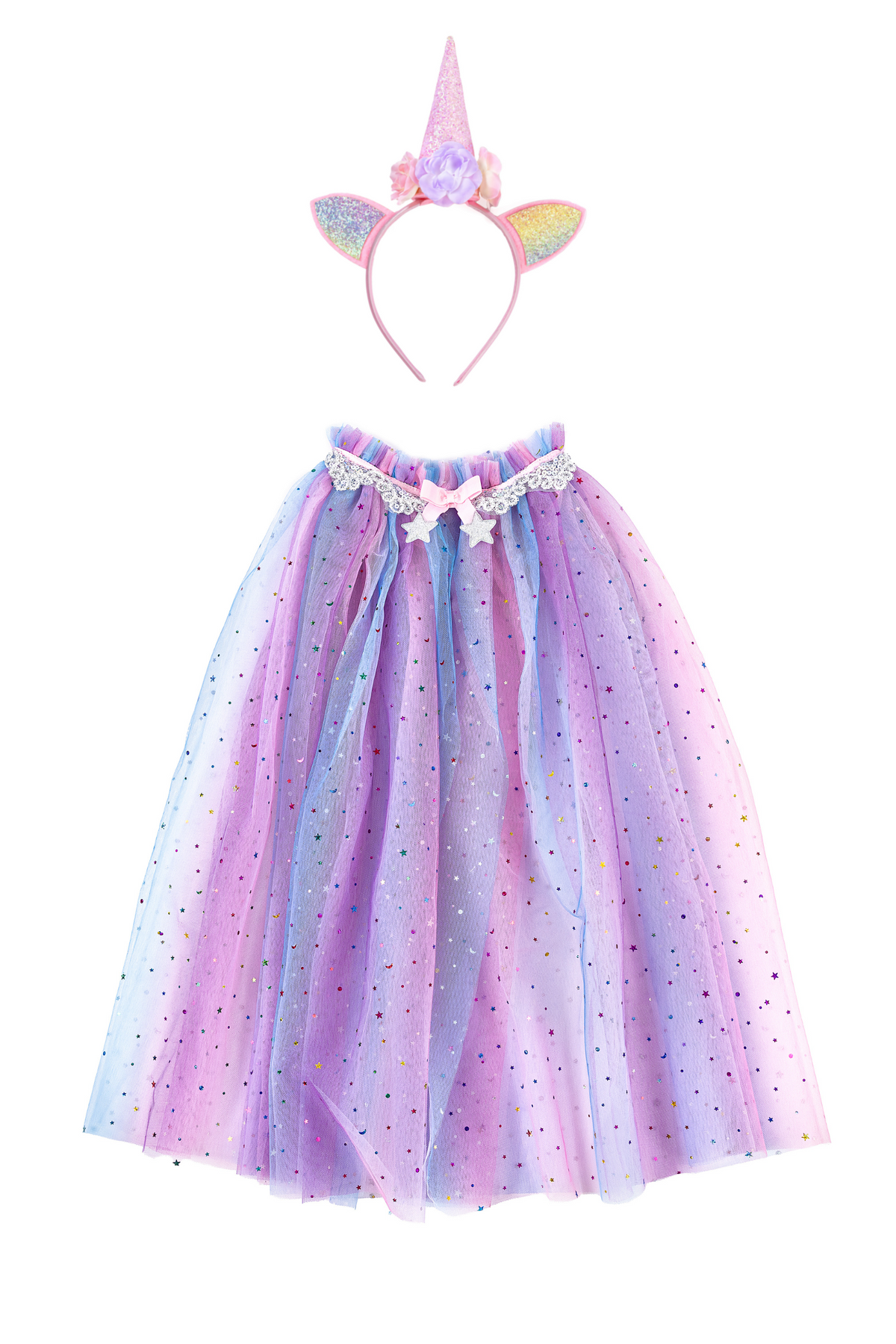 Size 4-6 - Rainbow Unicorn Cape & Headband - 51425 - Great Pretenders