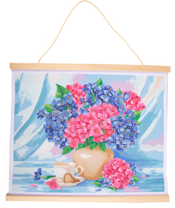 Crystal Art Scroll Kit - Happy Hydrangeas - Craft Buddy