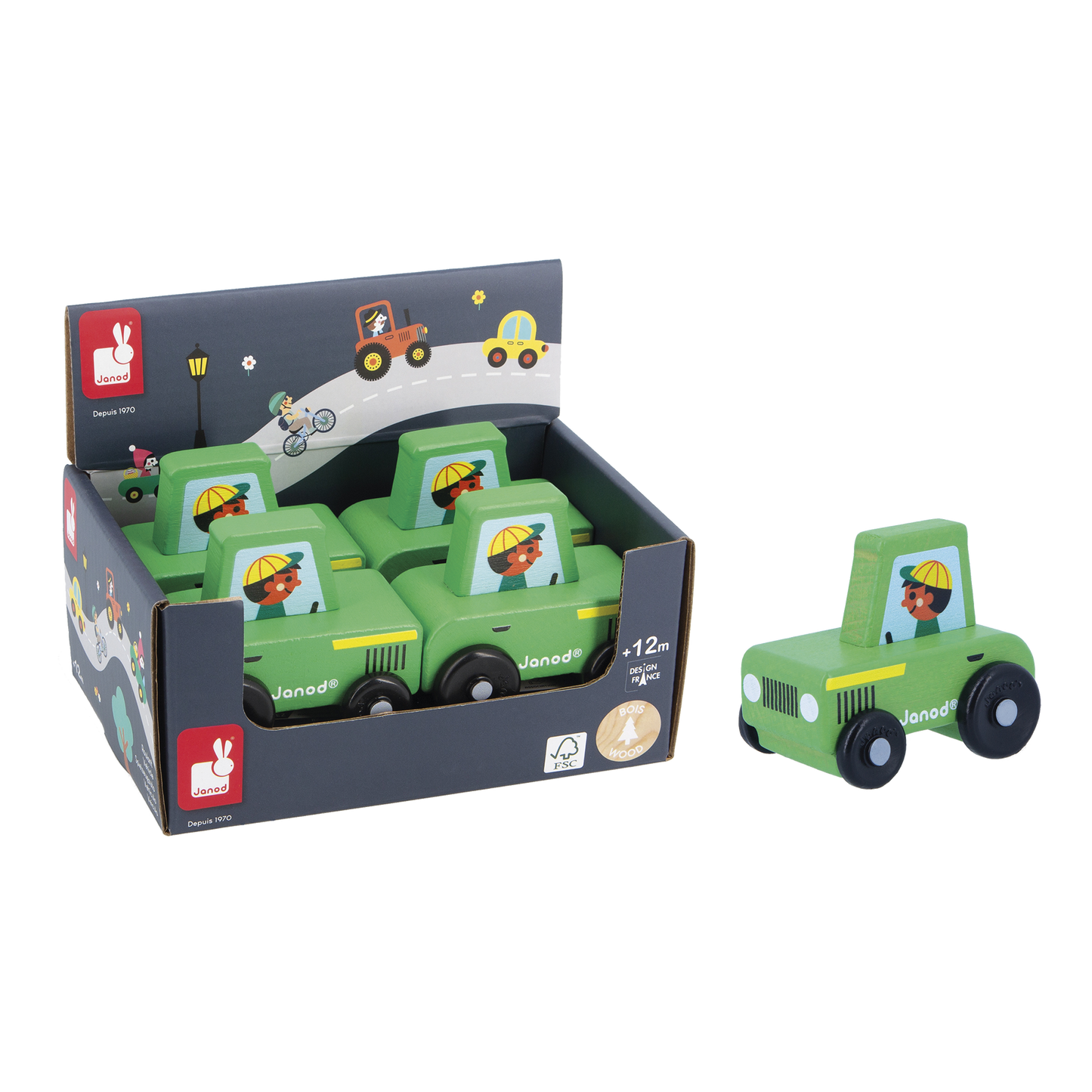 Wooden Green Tractor - Janod