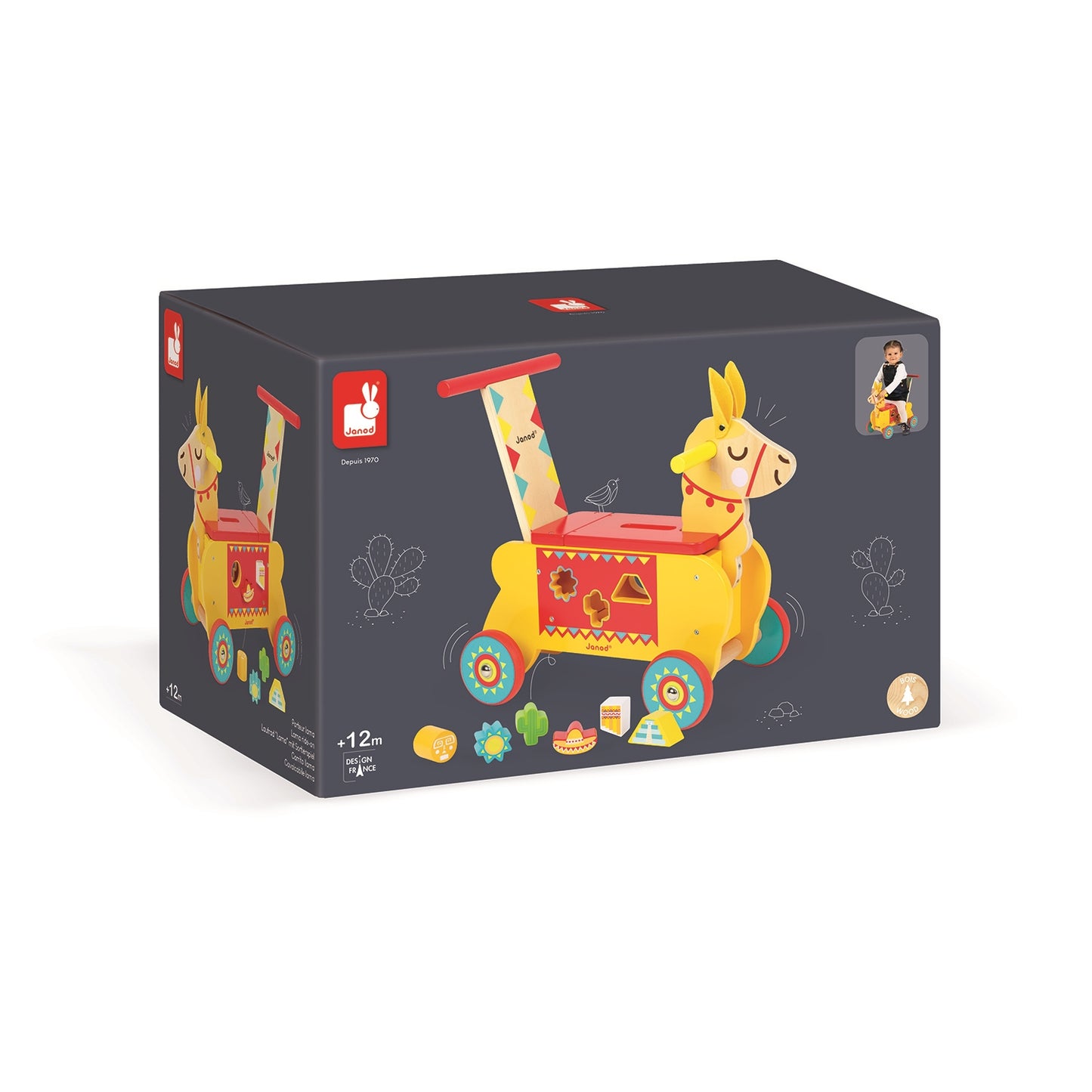 Llama Ride-On Toy In Yellow - Janod