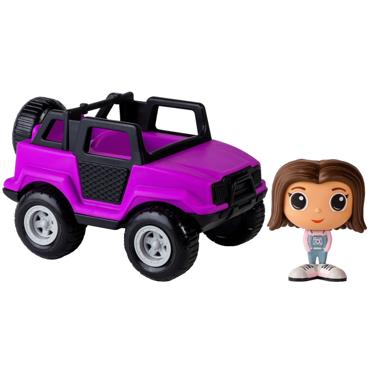 Purple Off-Road Vehicle Set - Girl with brown hair and brown eyes - flek
