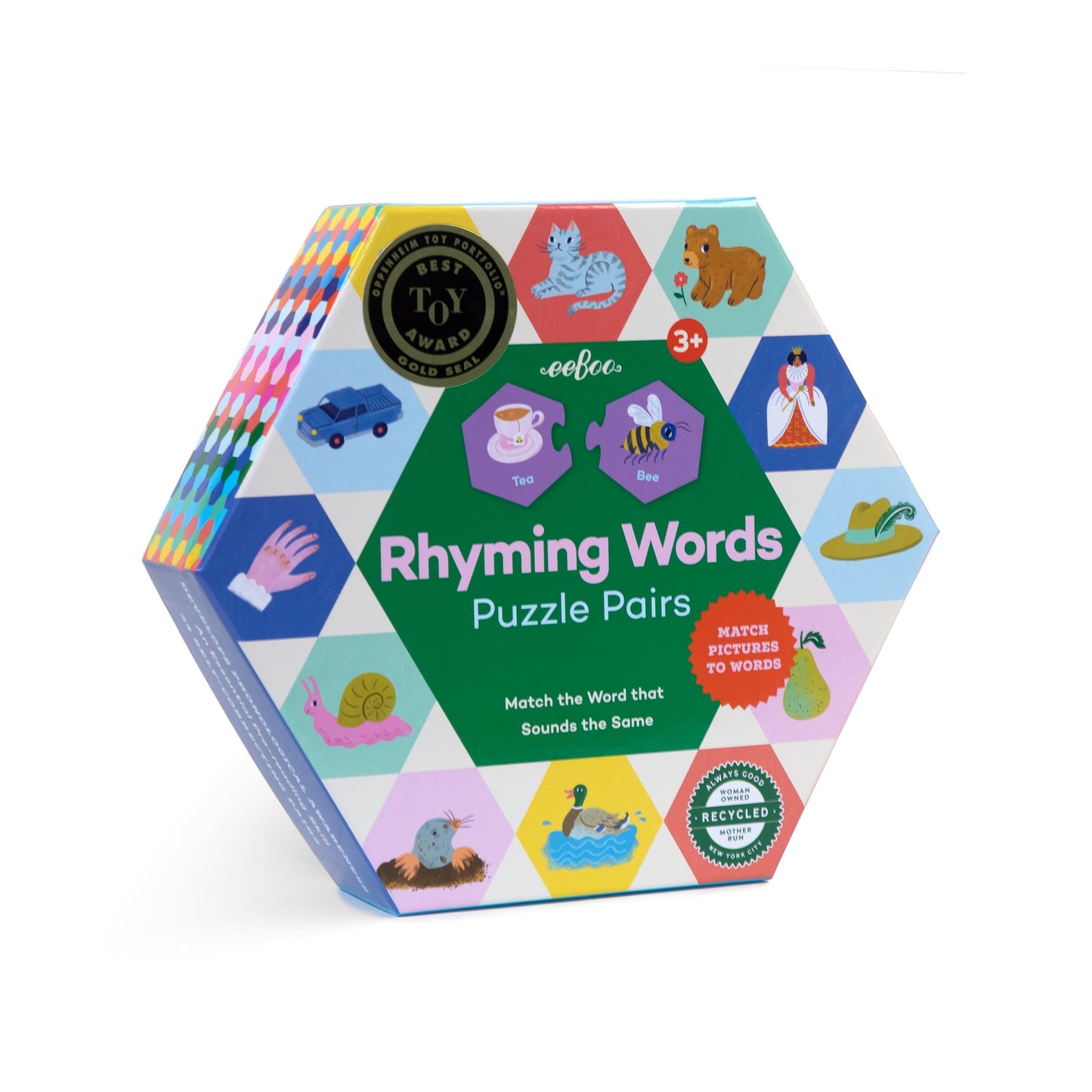 Hexagon Puzzle Pairs - Rhyming Words - Eeboo