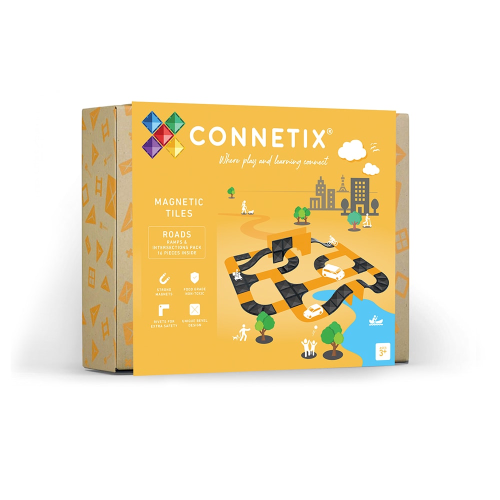 Roads - Ramps & Intersections - 16 Pieces - Connetix