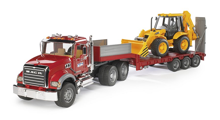 Mack Granite Low Loader With Jcb Backhoe - 02813 - Bruder