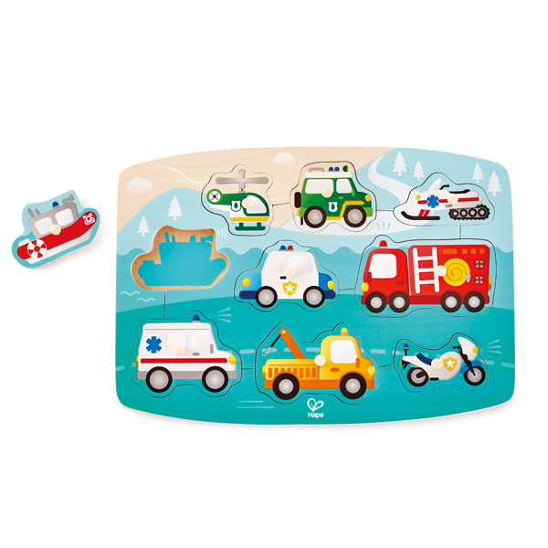 Peg Wood Puzzle - Emergency Vehicles - Hape