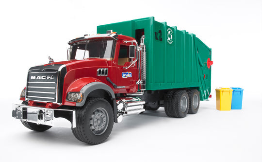 Mack Granite Rear Loading Garbage Truck (Ruby Red-Green) - 02812 - Bruder