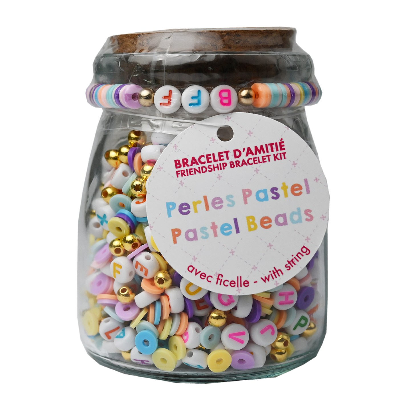 Jar of Beads for Friendship Bracelets - Pastel