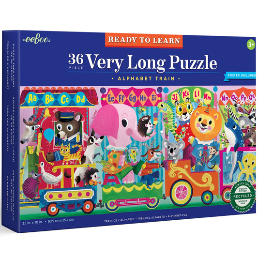 36 Piece - Alphabet Train Long Puzzle With Poster - Eeboo