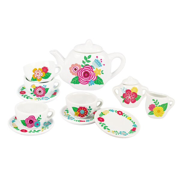 Floral Porcelain Tea Set in a Carry Case - Playwell