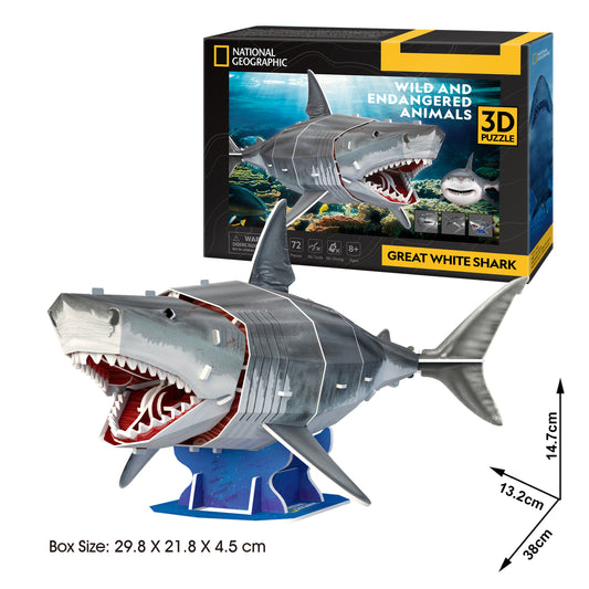 72 Piece - 3D Great White Shark - National Geographic - Incredible