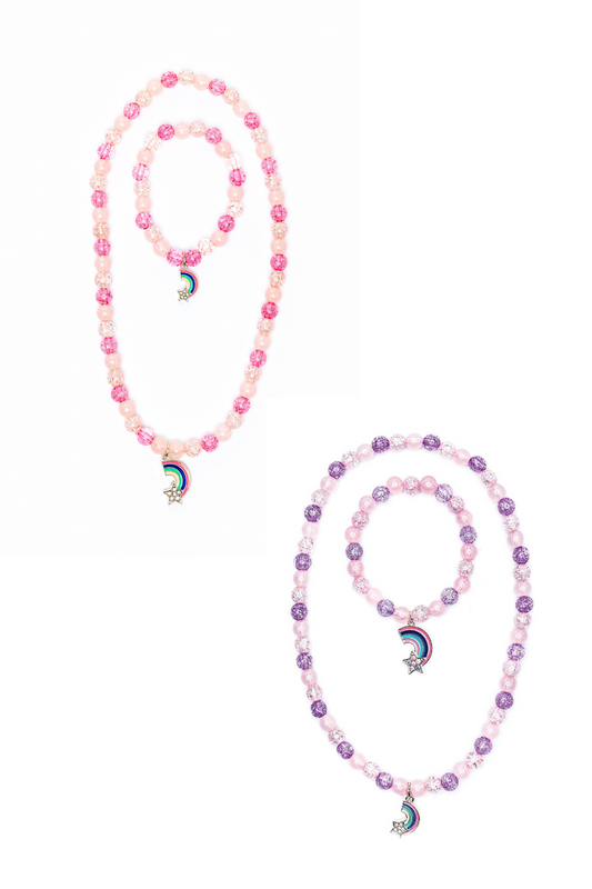 Necklace & Bracelet Set - Purple Rainbow - 86124 - Great Pretenders