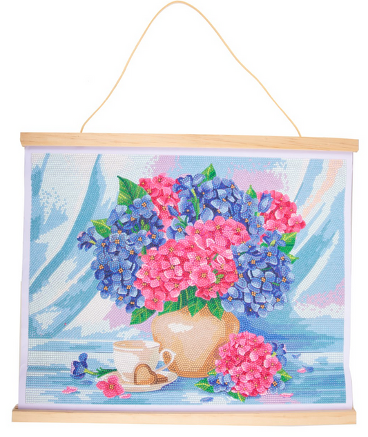 Crystal Art Scroll Kit - Happy Hydrangeas - Craft Buddy