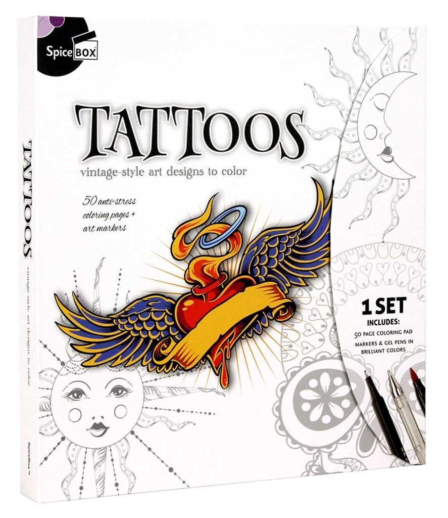 Tattoo Colouring Pages Kit - SpiceBox