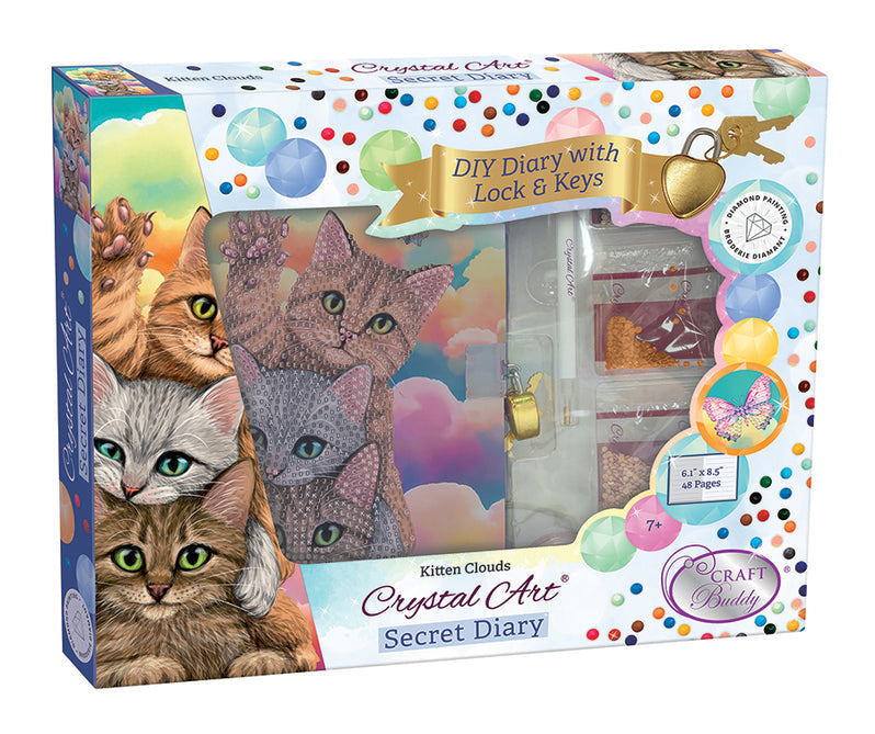 Crystal Art Secret Diary - Kitten Clouds