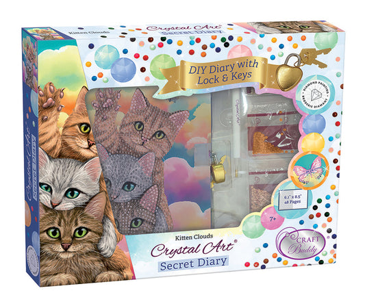 Crystal Art Secret Diary - Kitten Clouds