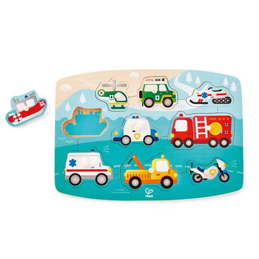 Peg Wood Puzzle - Emergency Vehicles - Hape
