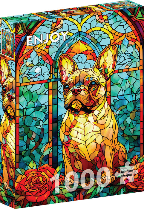 1000 Piece - French Bulldog Stained Glass - Enjoy