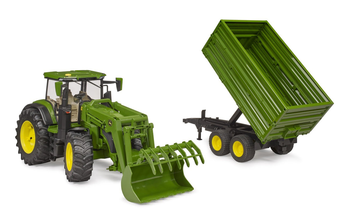John Deere 7R 350 with frontloader and tipping trailer - 09828 - Bruder