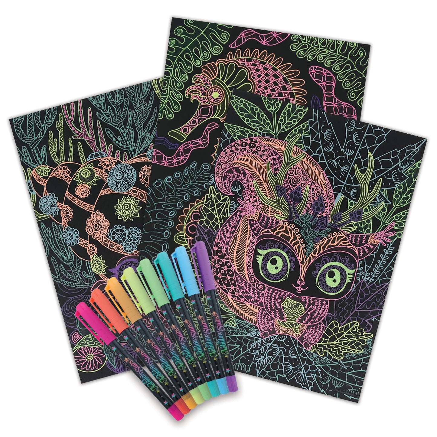 Colouring Book - Black Pages - Coralia - Nebulous Stars